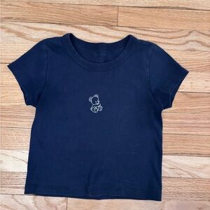 Brandy Melville/ John Galt one size T-shirt Navy Blue Tee with Bear Design